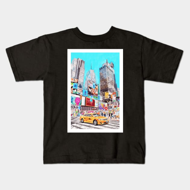 Times Square, New York Kids T-Shirt by NorrskenArt